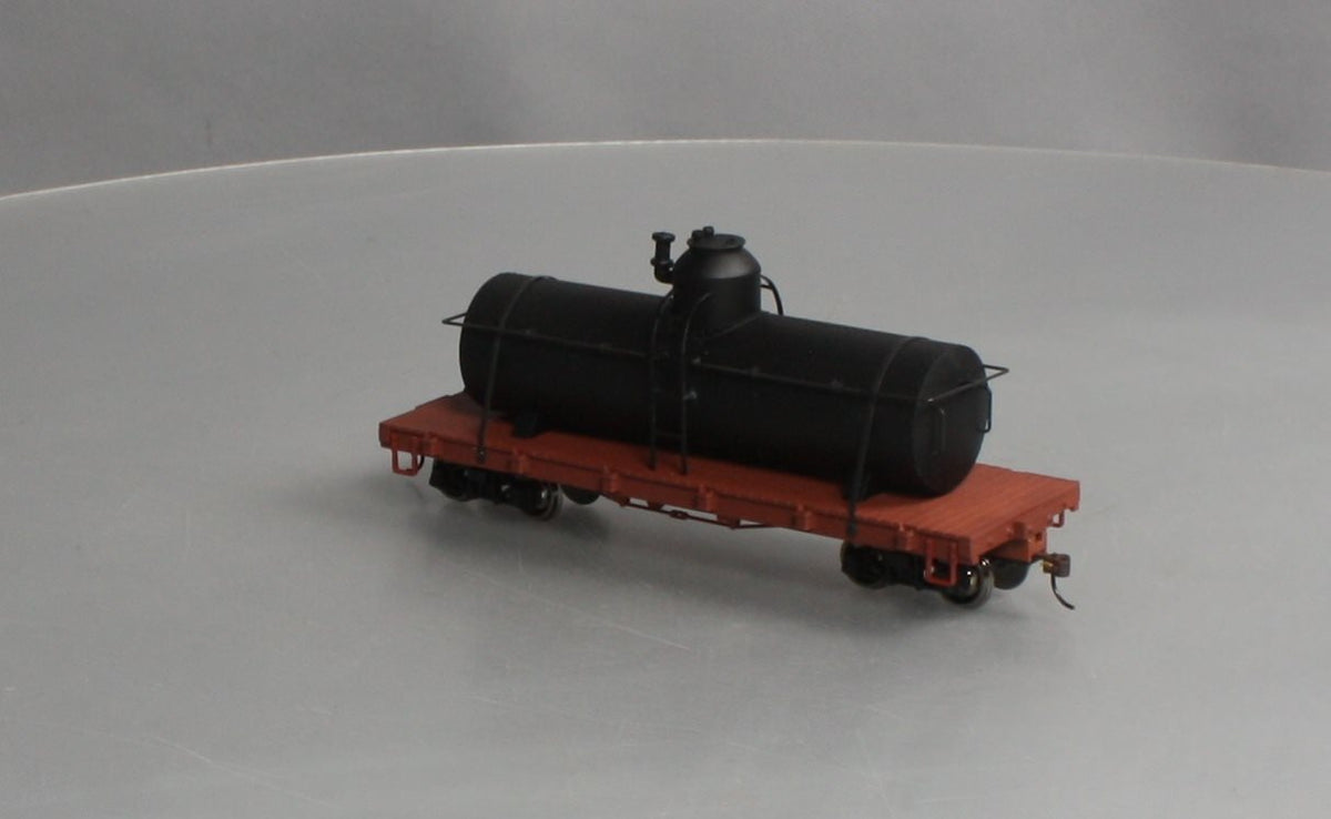 Bachmann 27199 On30 Black Painted & Unlettered Tank Car w/Flat Frame LN/Box