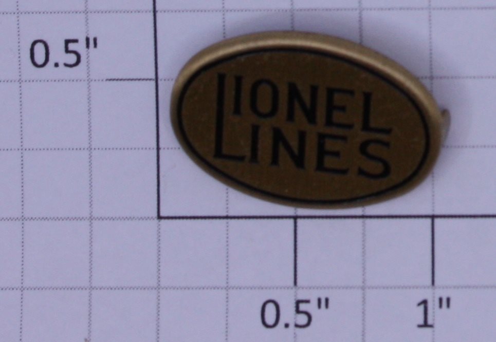 Lionel 212-8 Brass Oval Lionel Lines with Black Lettering Nameplate