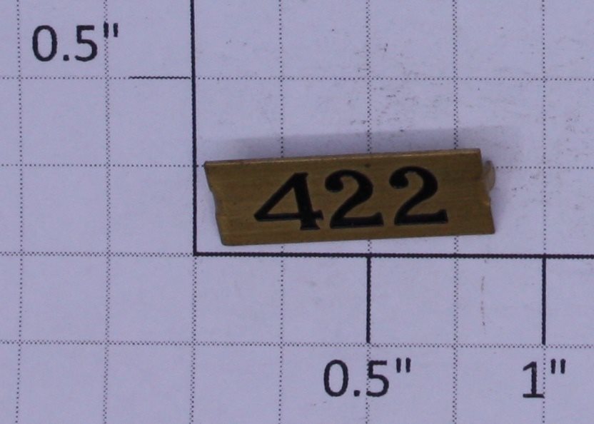Lionel 422-1 Brass Tempel Blue Comet Number Plate