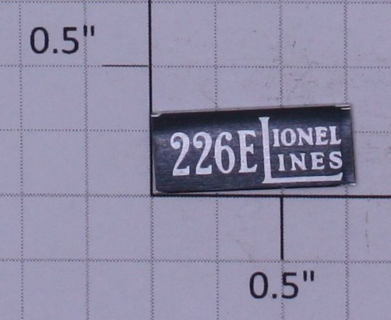 Lionel 226E-NPR  226E Adhesive Number Plate