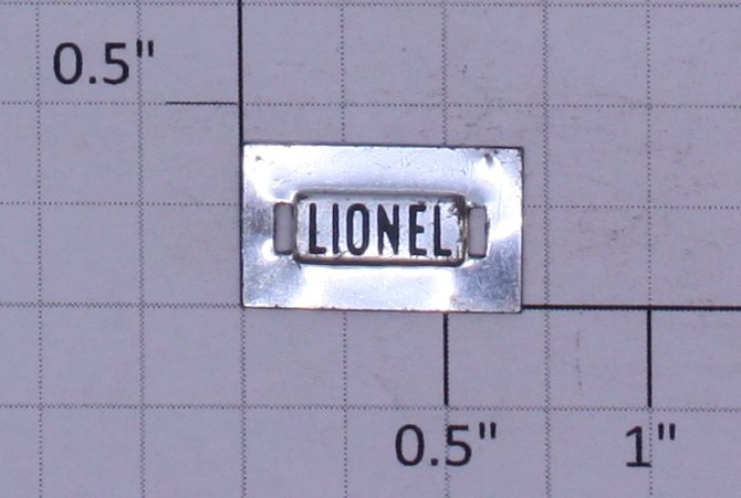 Lionel 100X-1 Prewar Nickel Lionel Small  Nameplate w/ Tabs