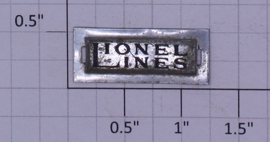 Lionel 100X-1 Prewar Nickel Lionel Large Nameplate w/ Tabs