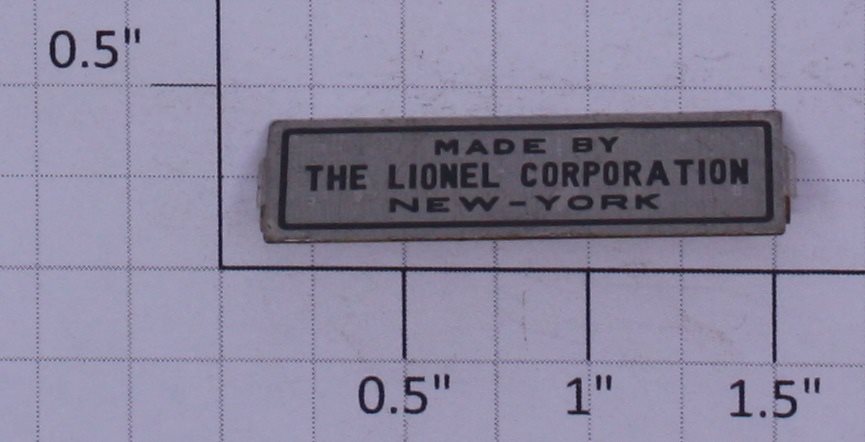Lionel 440C-1 Prewar Brass w/ Silver Front "Made By Lionel Corp." Nameplate