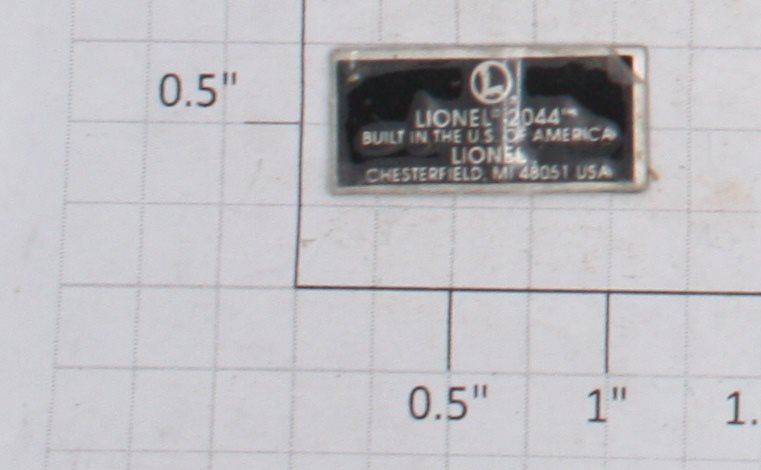 Lionel 2044-1BP 2044 Builders Plate