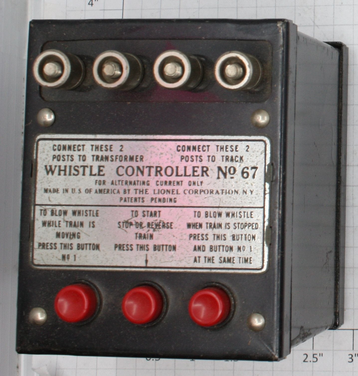Lionel 67 Prewar Whistle Controller with Box
