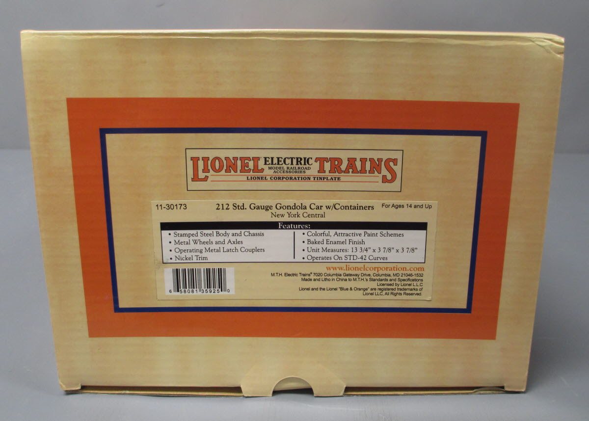 MTH 11-30173 O New York Central Gondola Car w/Containers #6462 MT/Box