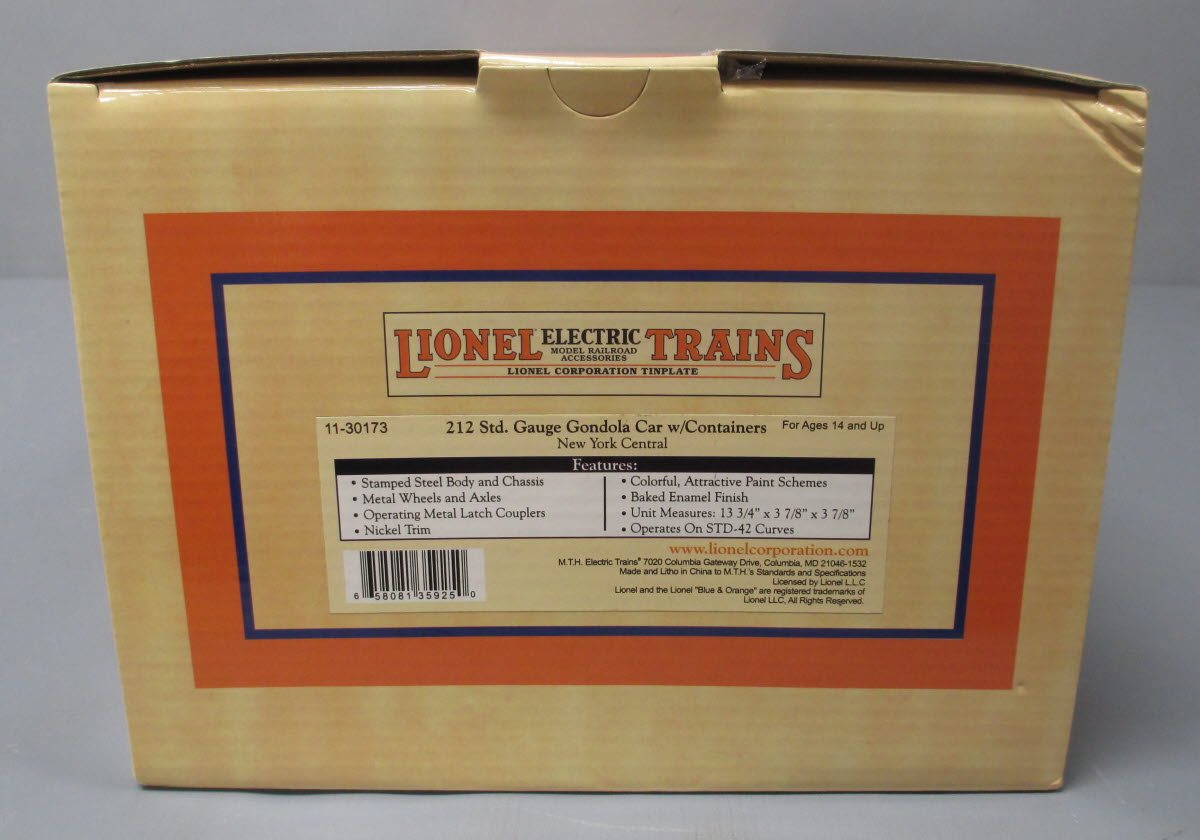 MTH 11-30173 O New York Central Gondola Car w/Containers #6462 MT/Box
