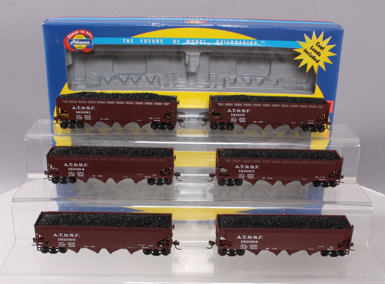 Athearn 91160 HO ATSF 40' Quad Hopper (6 Pack) EX/Box