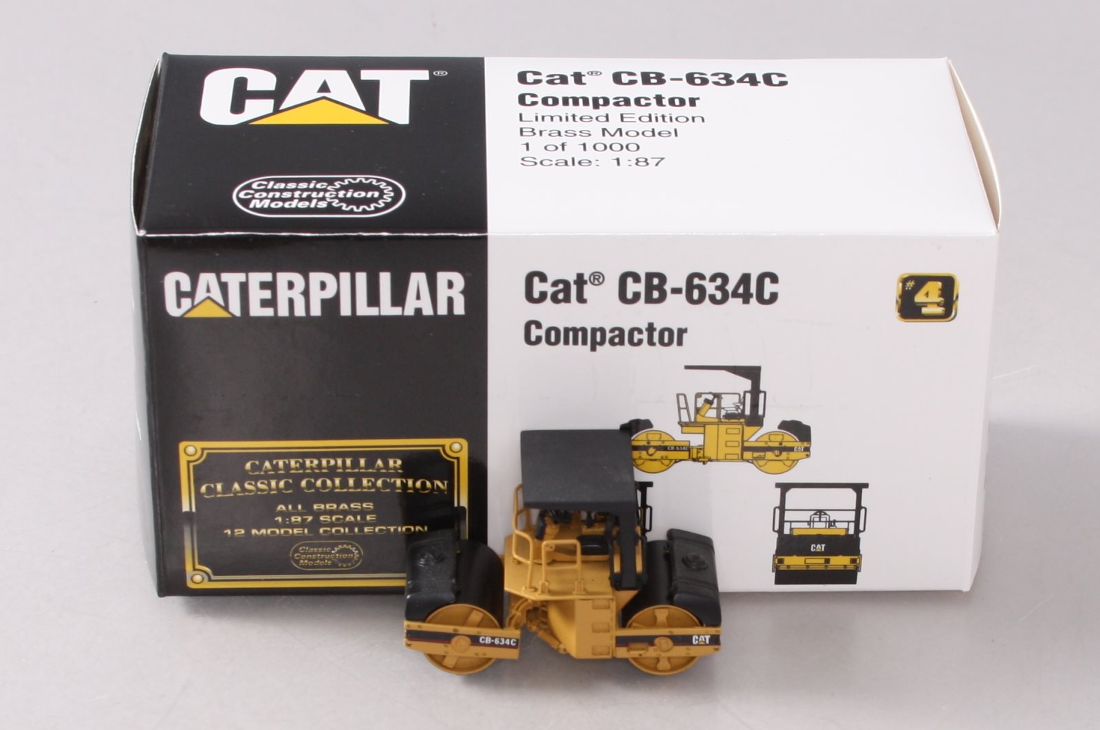 Classic Construction Models BRASS 1:87 Scale Caterpillar CB-634C Compactor LN/Box