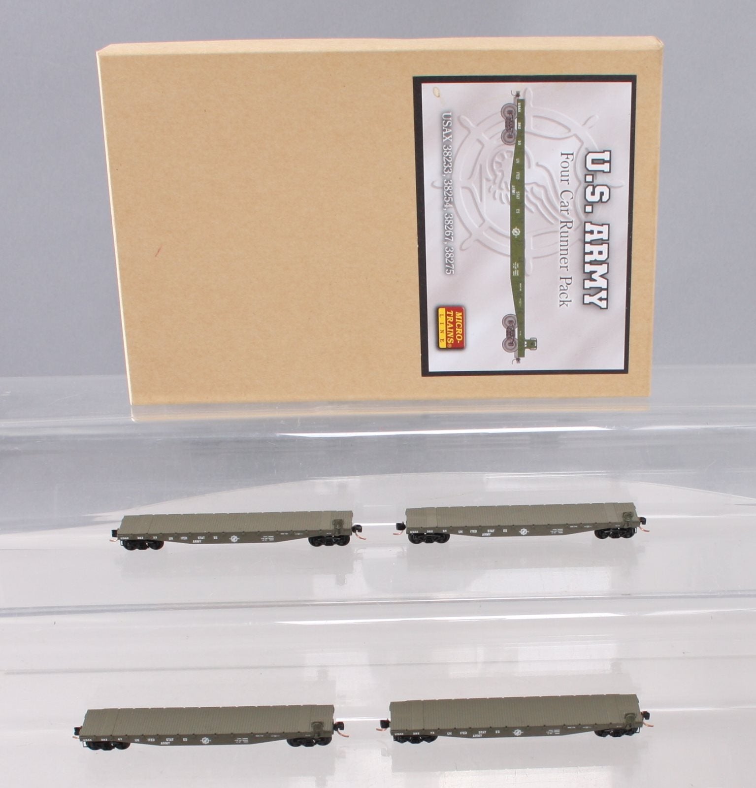 Micro-Trains 99300014 N US Army 50' Fishbelly Flatcar Runner Pack (Set of 4) LN/Box