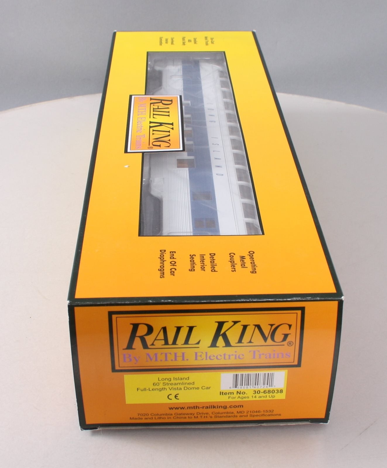 MTH 30-68038 O Gauge Long Island 50' Streamlined Vistadome Car LN/Box