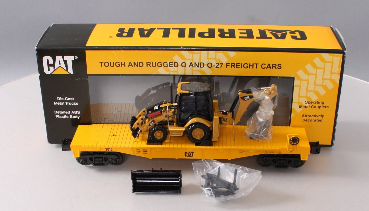 MTH 30-76349 O Gauge Caterpillar Flatcar w/ CAT432E Backhoe #2010