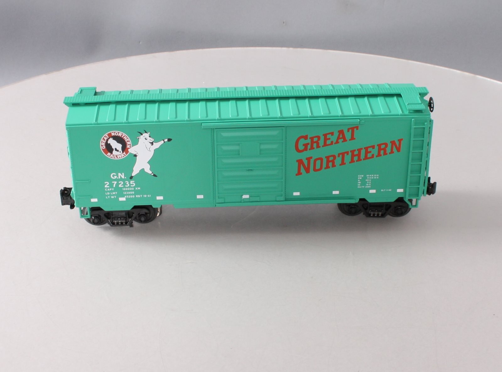 MTH 20-93188 O Great Northern Operating Boxcar w/ Signal Man #27235 LN/Box