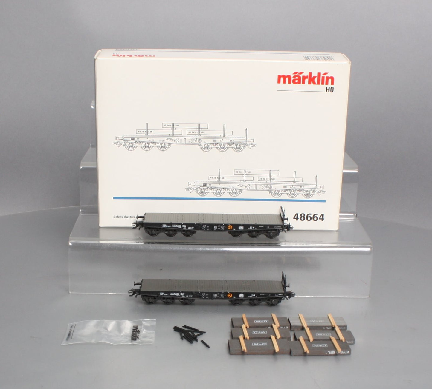 Marklin 48664 HO DB Flat Cars w/Steel Slab Loads Set LN/Box