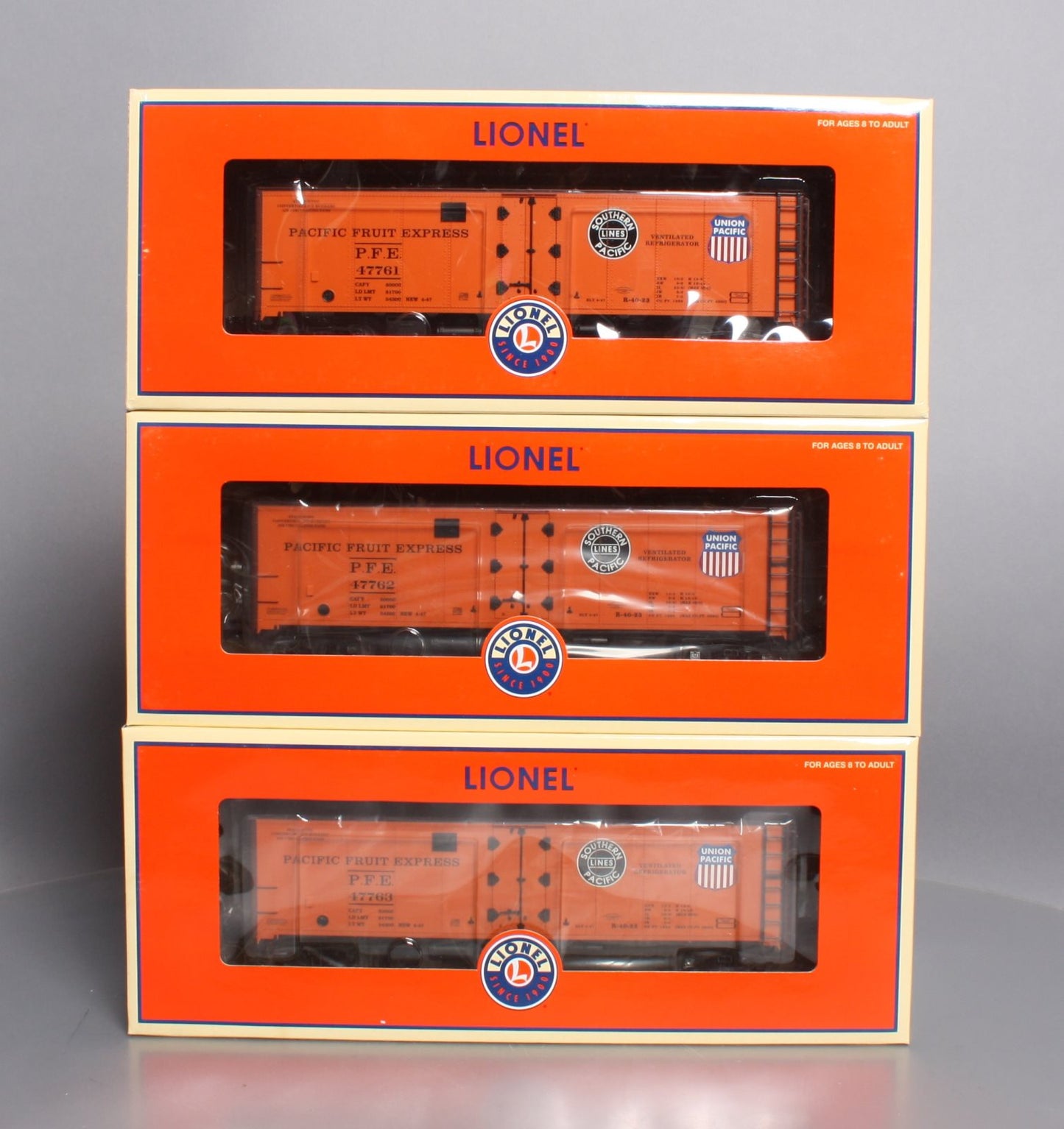 Lionel 6-11872 O Gauge Pacific Fruit Express Refrigerator Car (Pack of 3) LN/Box