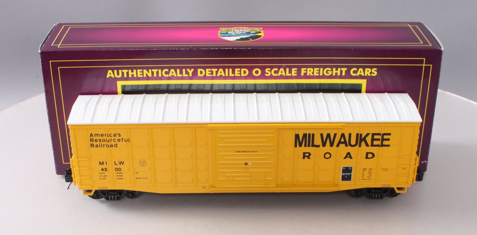 MTH 20-93338 O Milwaukee Road 50' Waffle Box Car #4300 LN/Box