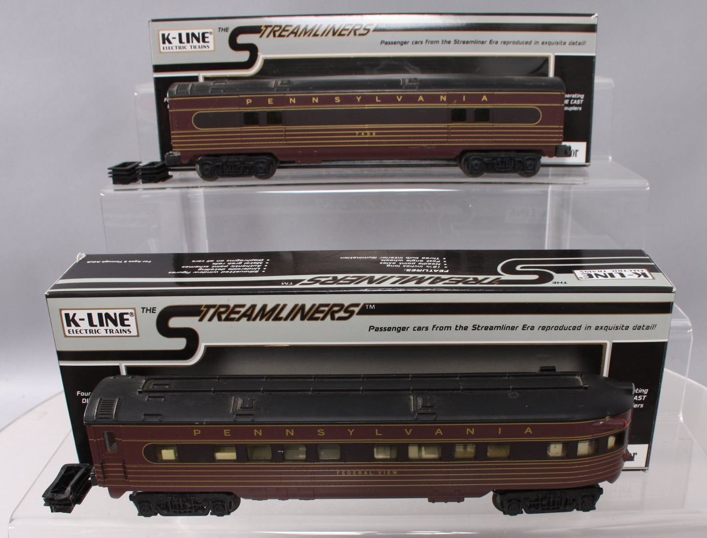 K-Line K4580C O PRR "Fleet of Modernism" Streamliner Passenger Cars (Set of 2) LN/Box