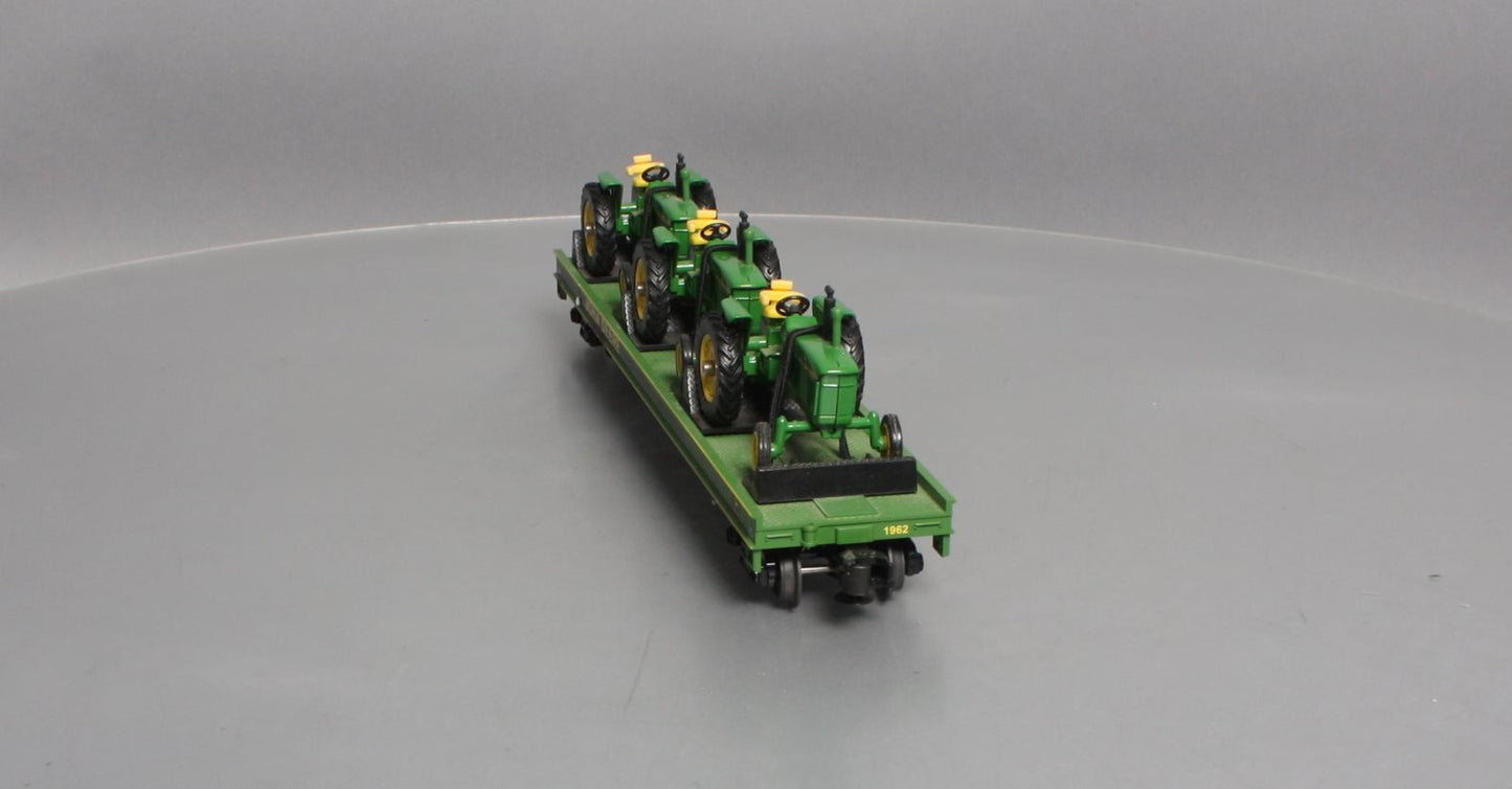 MTH 20-98361 O Gauge John Deere Flat Car w/ Three 4010 Tractors LN/Box