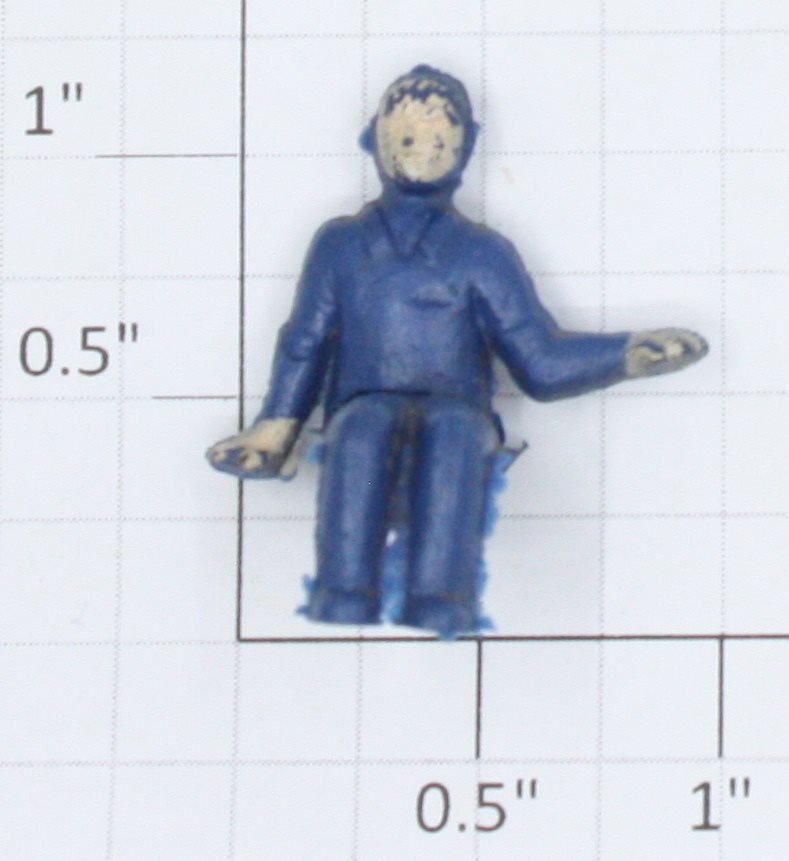 Lionel 50-76M Blue Seated Metal Gang Car Crew Man Figure w/ Painted Face