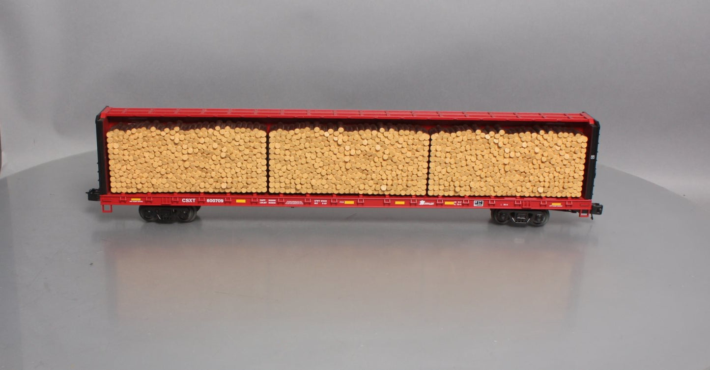 MTH 20-98848 O CSX Center Beam Flat Car w/ Log Load #600709 LN/Box