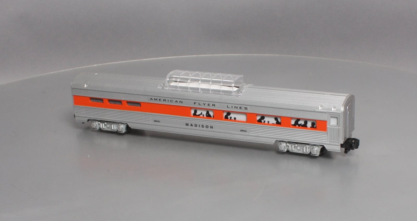 American Flyer 6-48943 S AFL Silver Flash Madison Vista Dome Dining Car NIB