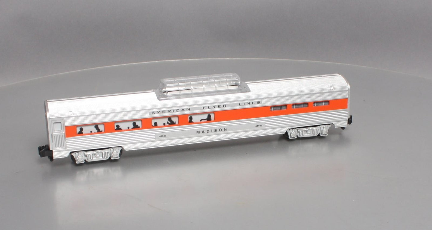 American Flyer 6-48943 S AFL Silver Flash Madison Vista Dome Dining Car NIB
