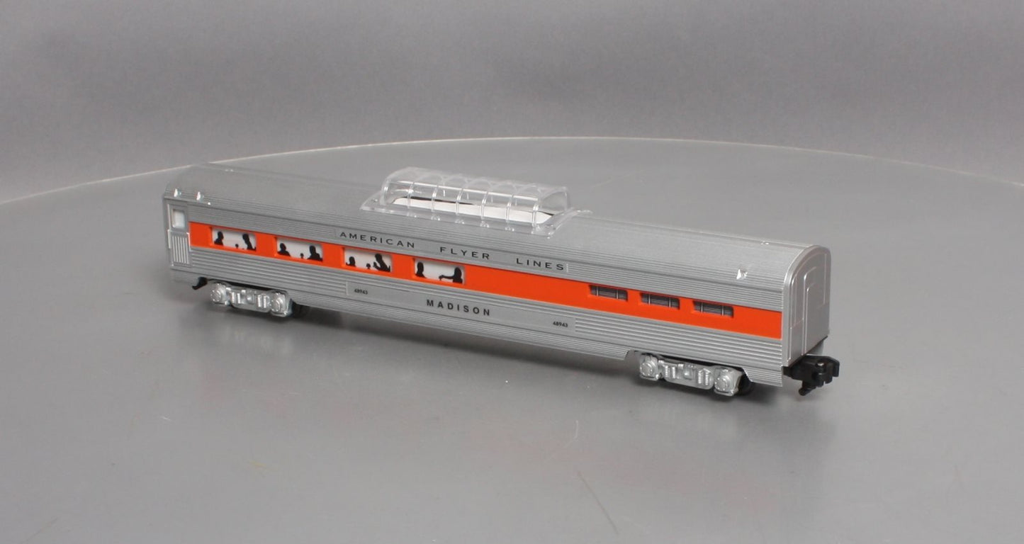 American Flyer 6-48943 S AFL Silver Flash Madison Vista Dome Dining Car NIB