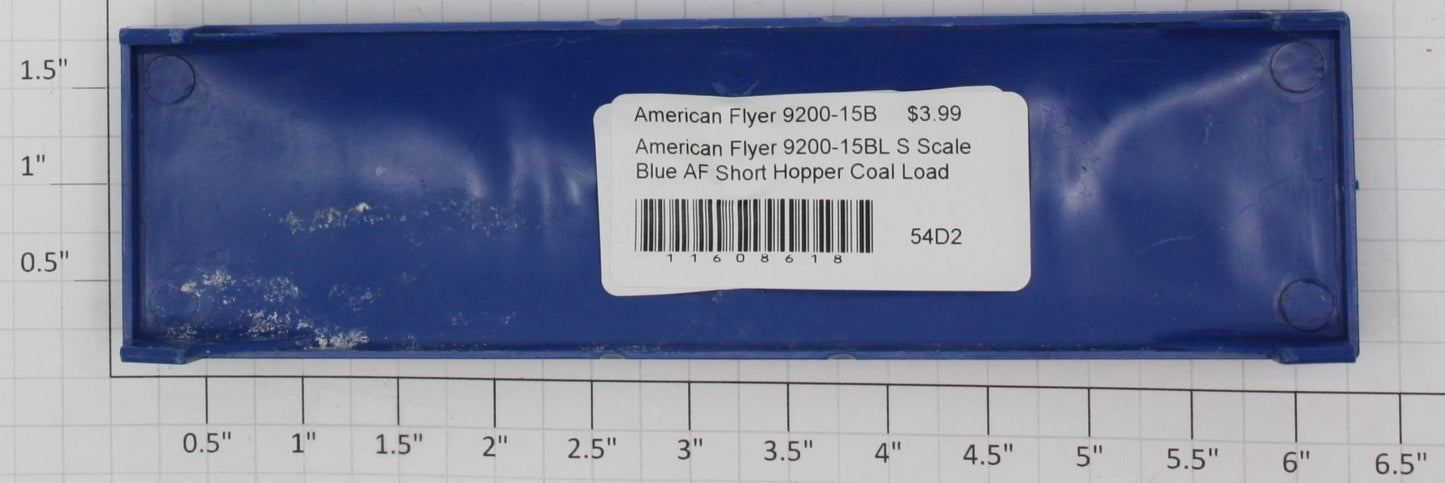 American Flyer 9200-15BL S Scale Blue AF Short Hopper Coal Load