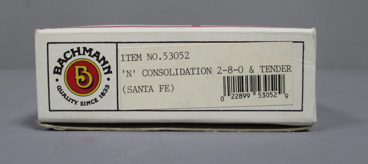 Bachmann 53052 N Scale Santa Fe 2-8-2 Steam Locomotive & Tender LN/Box