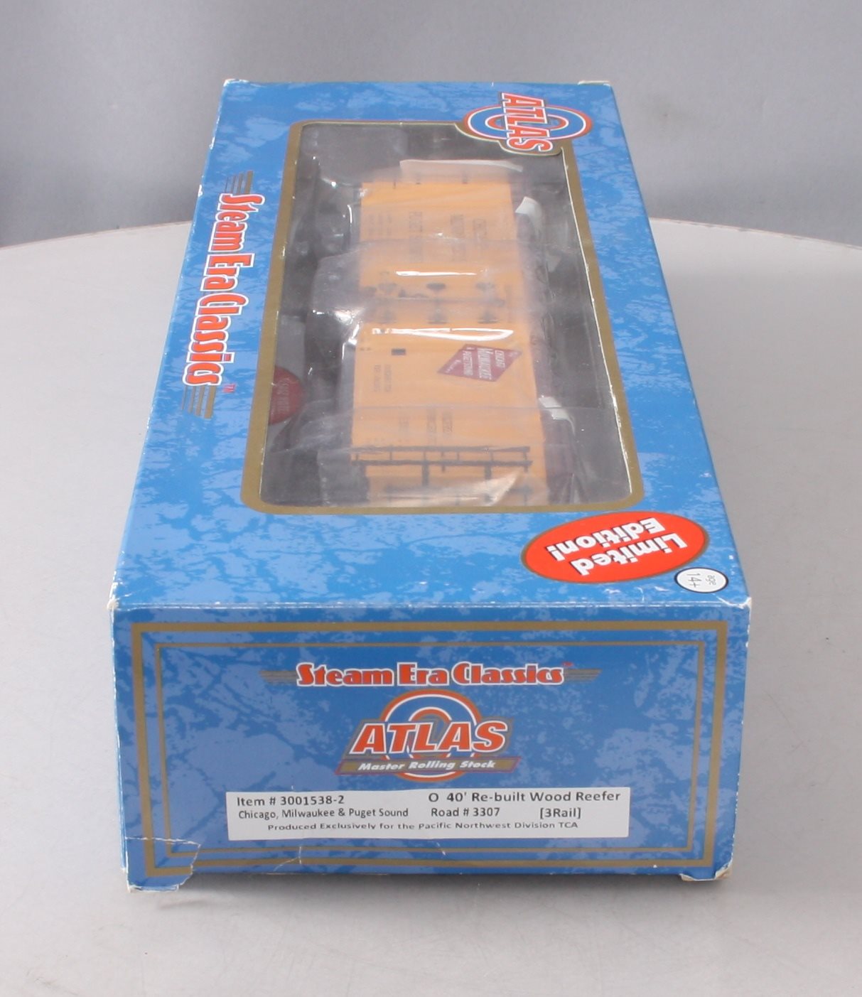Atlas 3001538-2 O Chicago, Milwaukee, & Puget Sound Reefer #3307 [3-Rail] LN/Box