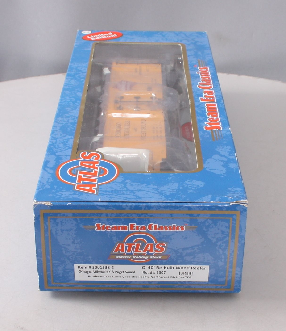Atlas 3001538-2 O Chicago, Milwaukee, & Puget Sound Reefer #3307 [3-Rail] LN/Box