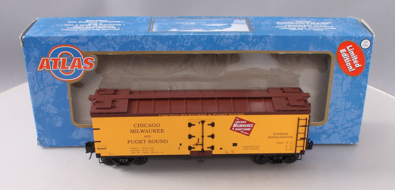 Atlas 3001538-2 O Chicago, Milwaukee, & Puget Sound Reefer #3307 [3-Rail] LN/Box