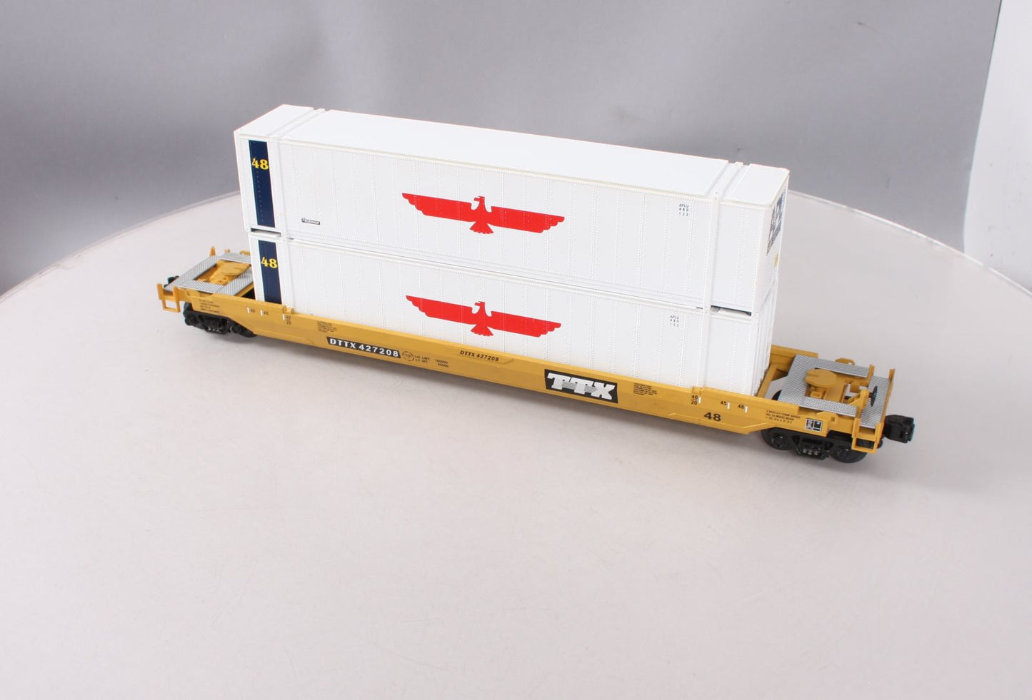 MTH 20-9501 O TTX Trailer Train Flatcar w/Husky Stack #427208 LN/Box