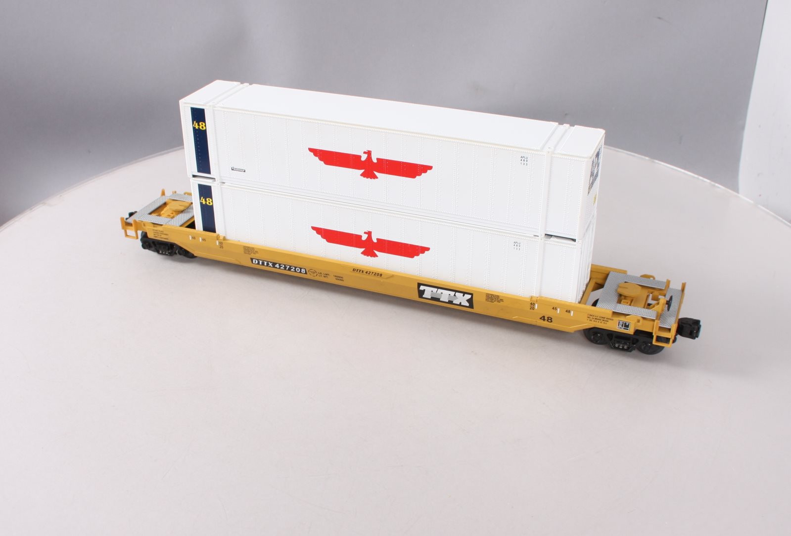 MTH 20-9501 O TTX Trailer Train Flatcar w/Husky Stack #427208 LN/Box