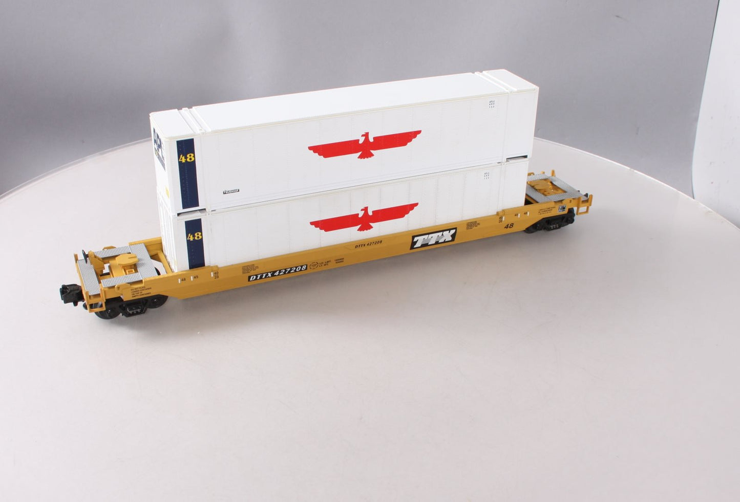MTH 20-9501 O TTX Trailer Train Flatcar w/Husky Stack #427208 LN/Box
