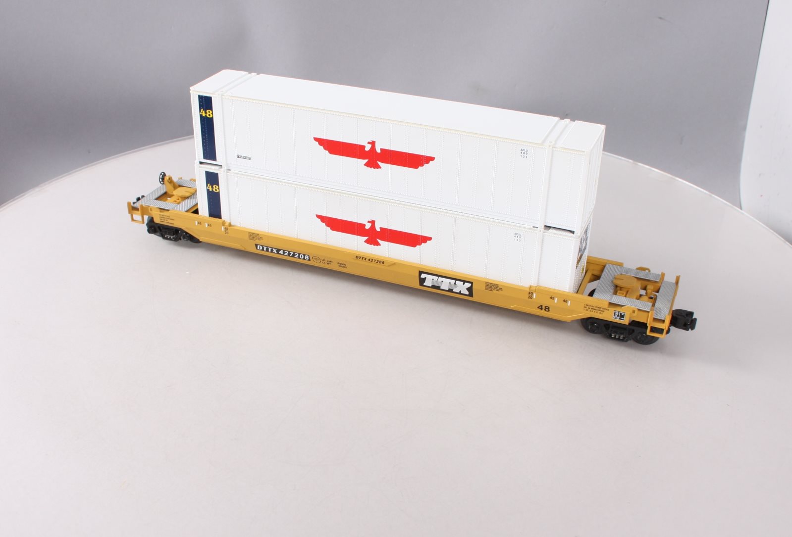 MTH 20-9501 O TTX Trailer Train Flatcar w/Husky Stack #427208 LN/Box