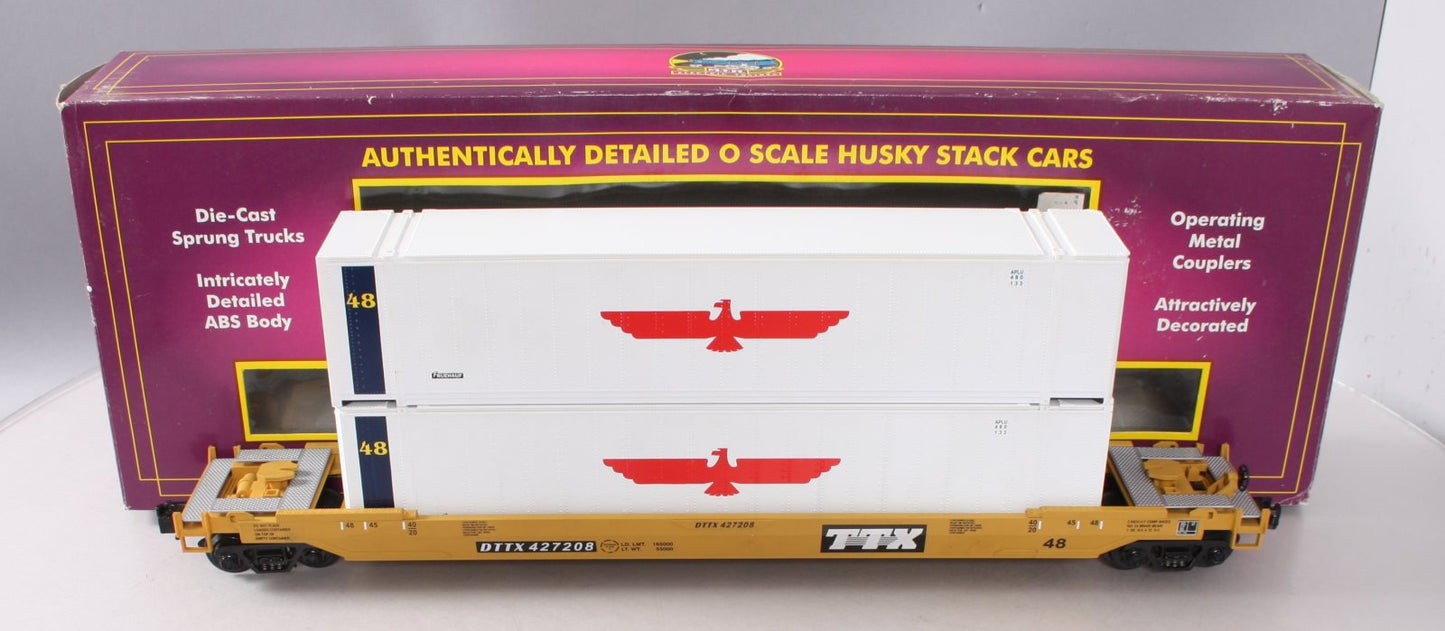MTH 20-9501 O TTX Trailer Train Flatcar w/Husky Stack #427208 LN/Box