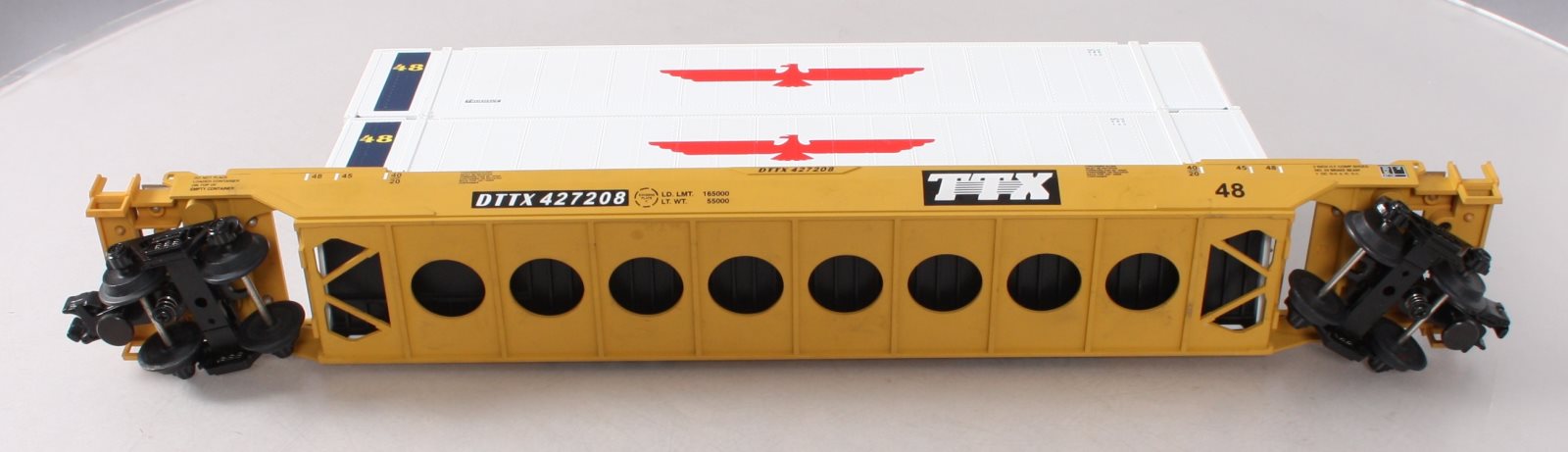 MTH 20-9501 O TTX Trailer Train Flatcar w/Husky Stack #427208 LN/Box