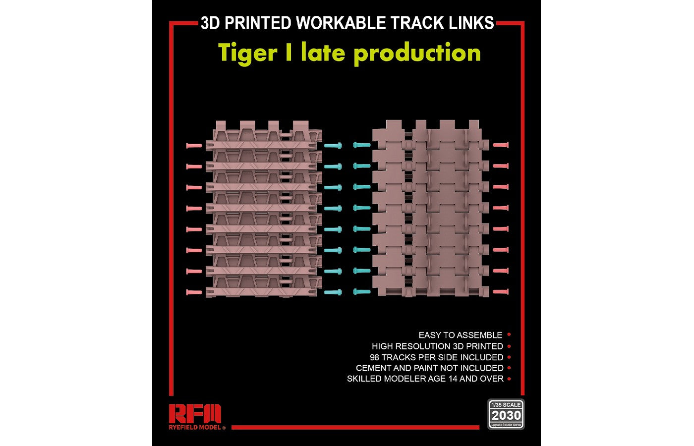 Rye Field Models 2030 1:35 Tiger I Late Ver.3D Printed Workable Tracks Tank Kit