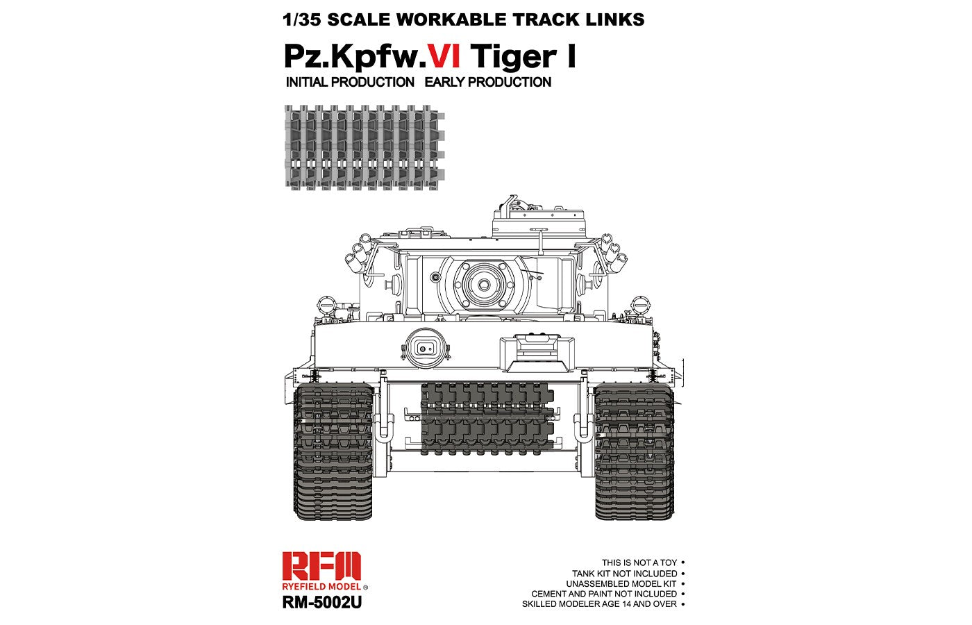 Rye Field Models RM-5002U 1:35 Workable Track Links Pz.Kpfw.VI Tiger Kit