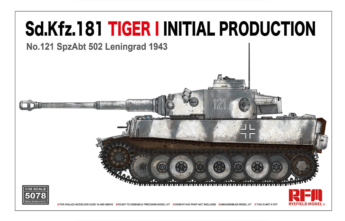 Rye Field Models 5078 1:35 Sd.Kfz.181 Tiger I Initial Military Tank Model Kit