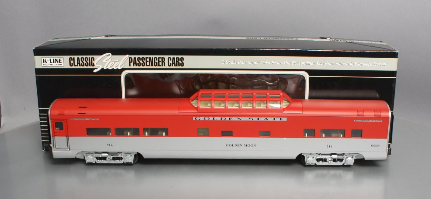 K-Line K4632-0214 O Gauge KCC Golden State "Golden Moon" 18" Vista Dome Car #214 LN/Box