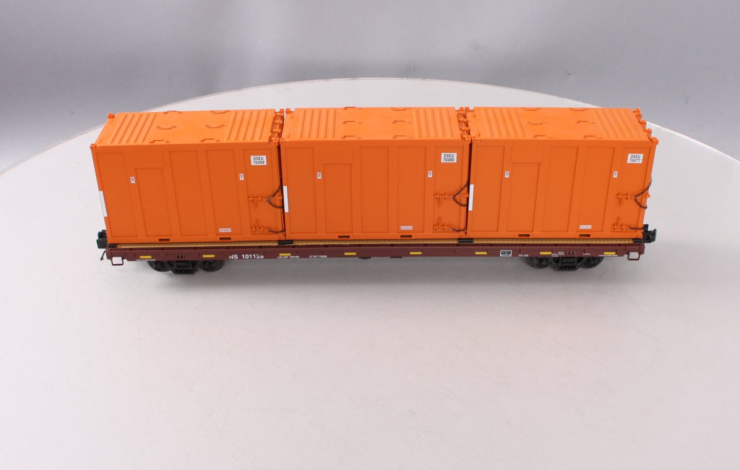 MTH 20-95260 O Norfolk Southern 60' Flat Car w/ Trash Containers #101128