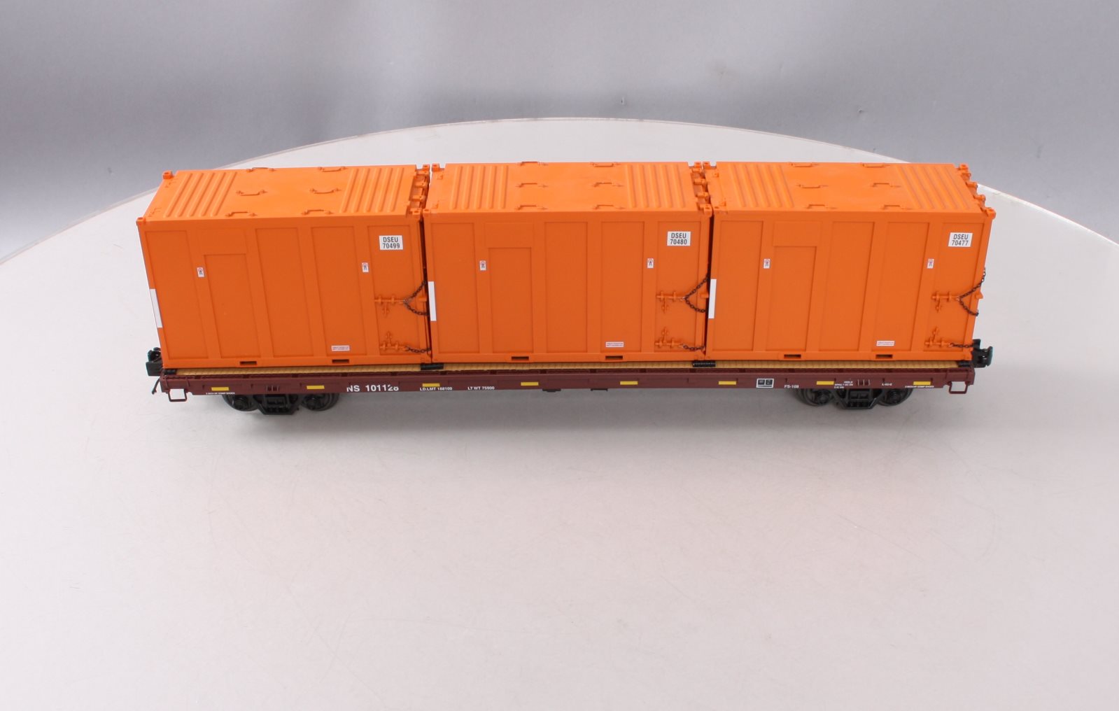 MTH 20-95260 O Norfolk Southern 60' Flat Car w/ Trash Containers #101128