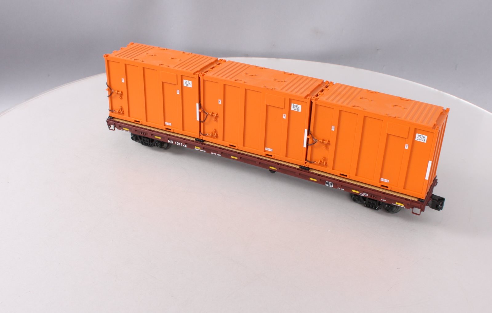 MTH 20-95260 O Norfolk Southern 60' Flat Car w/ Trash Containers #101128
