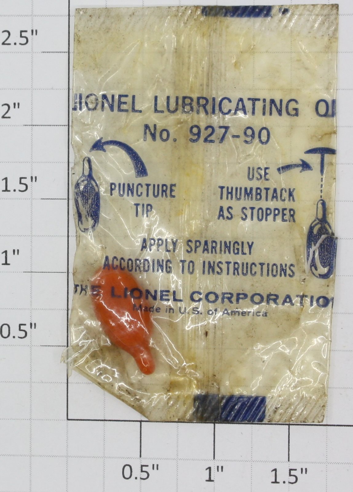 Lionel 927-90 Lionel Lubricant in Sealed Cello Packet - RARE