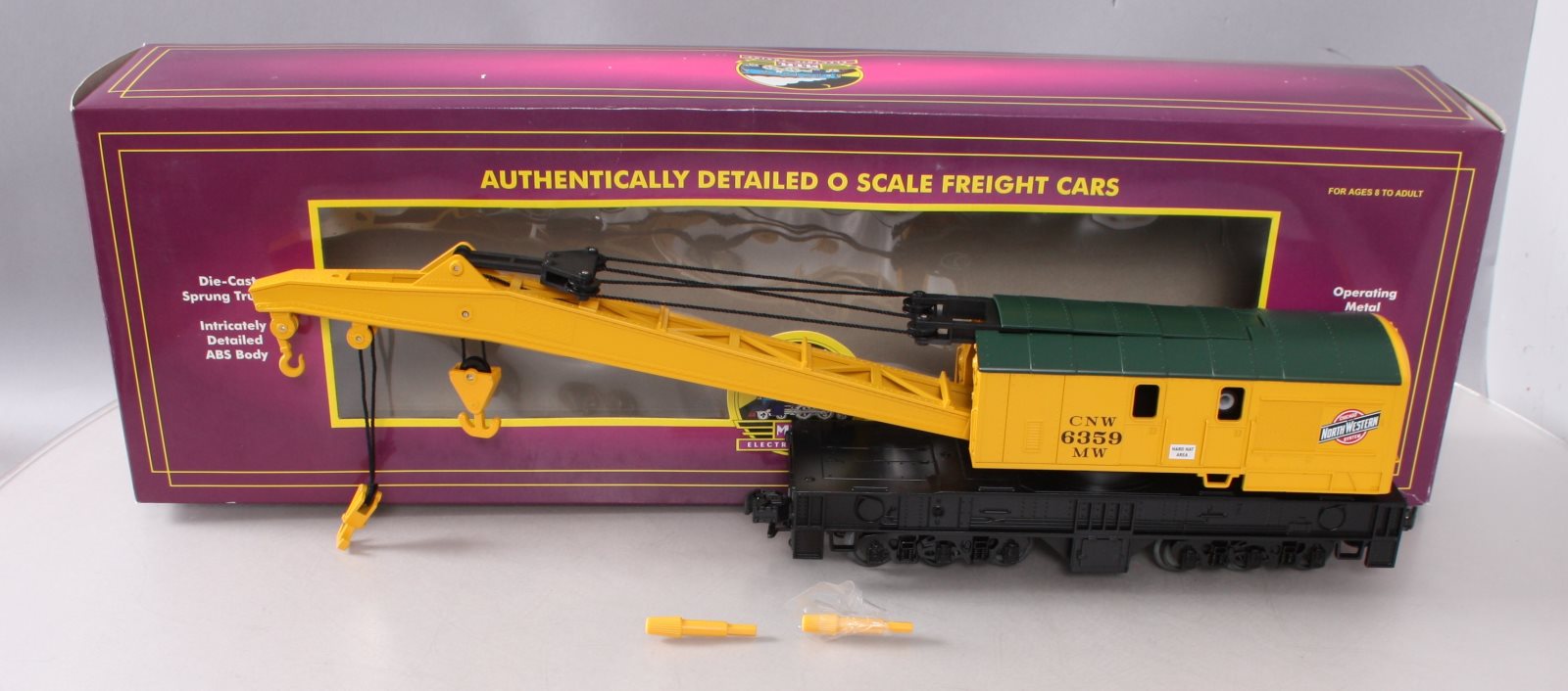 MTH 20-98238 O Gauge Chicago & Northwestern Railroad Wrecker Crane Car #6359 LN/Box