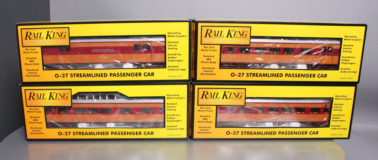 MTH 30-6090 O Gauge RailKing Milwaukee Streamlined Passenger Car Set NIB