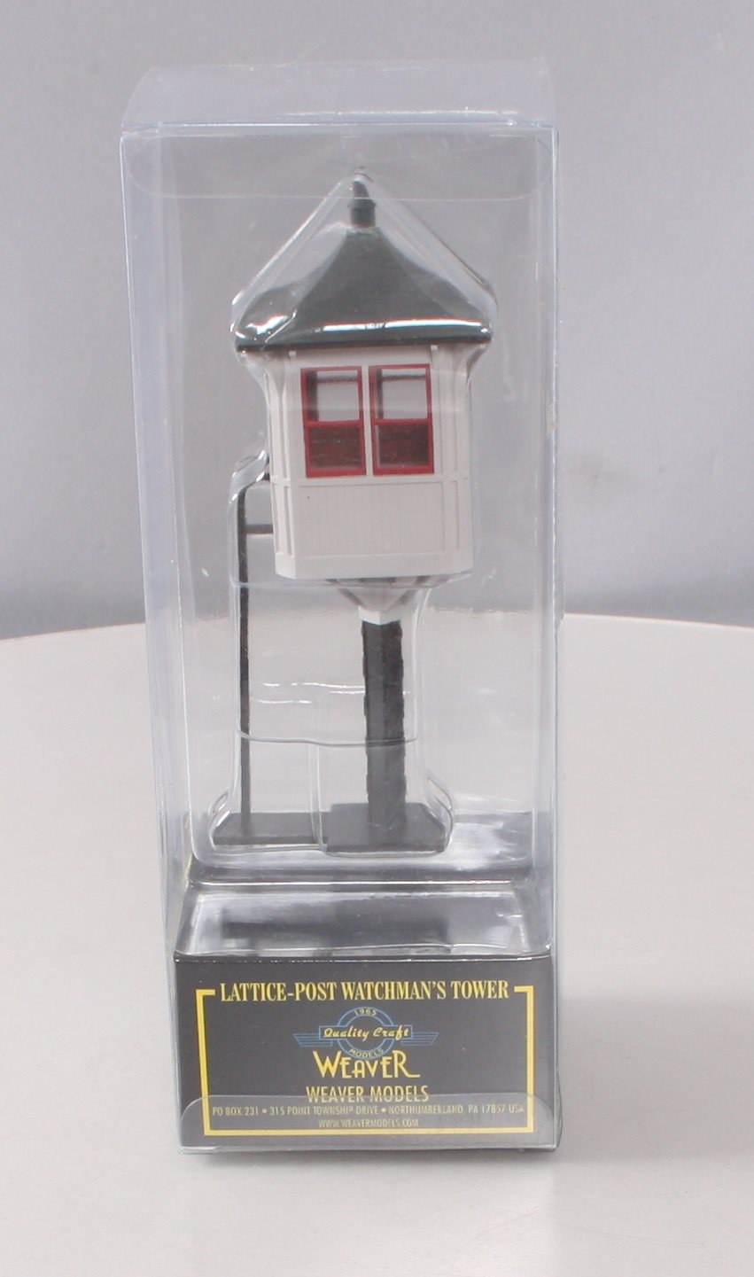 Weaver G1954B BRASS O Light Grey Red Trim Lattice-Post Watchman's Tower