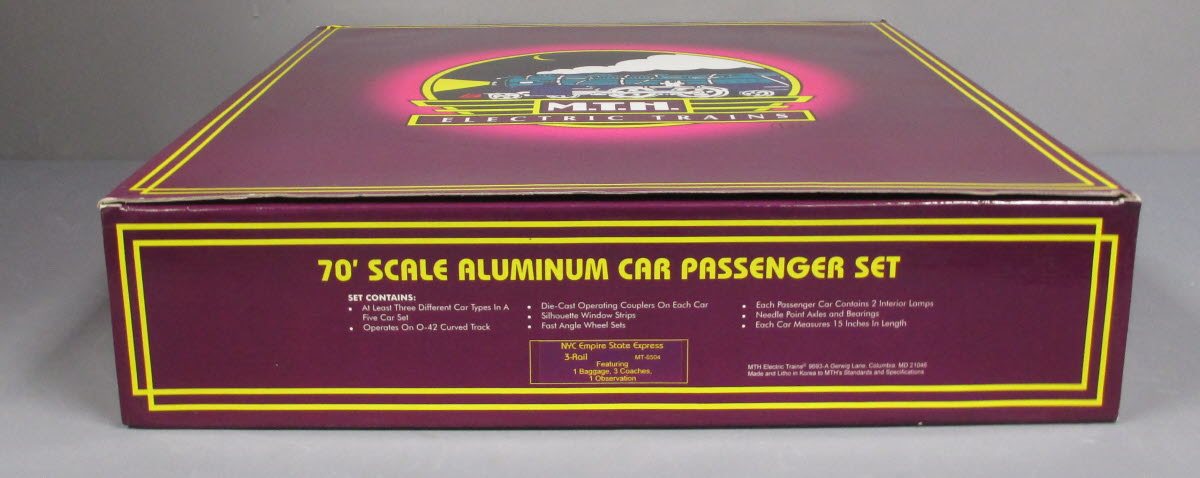 MTH 20-6504 O New York Central 70' Aluminum Passenger Car Set (Set of 5) LN/Box